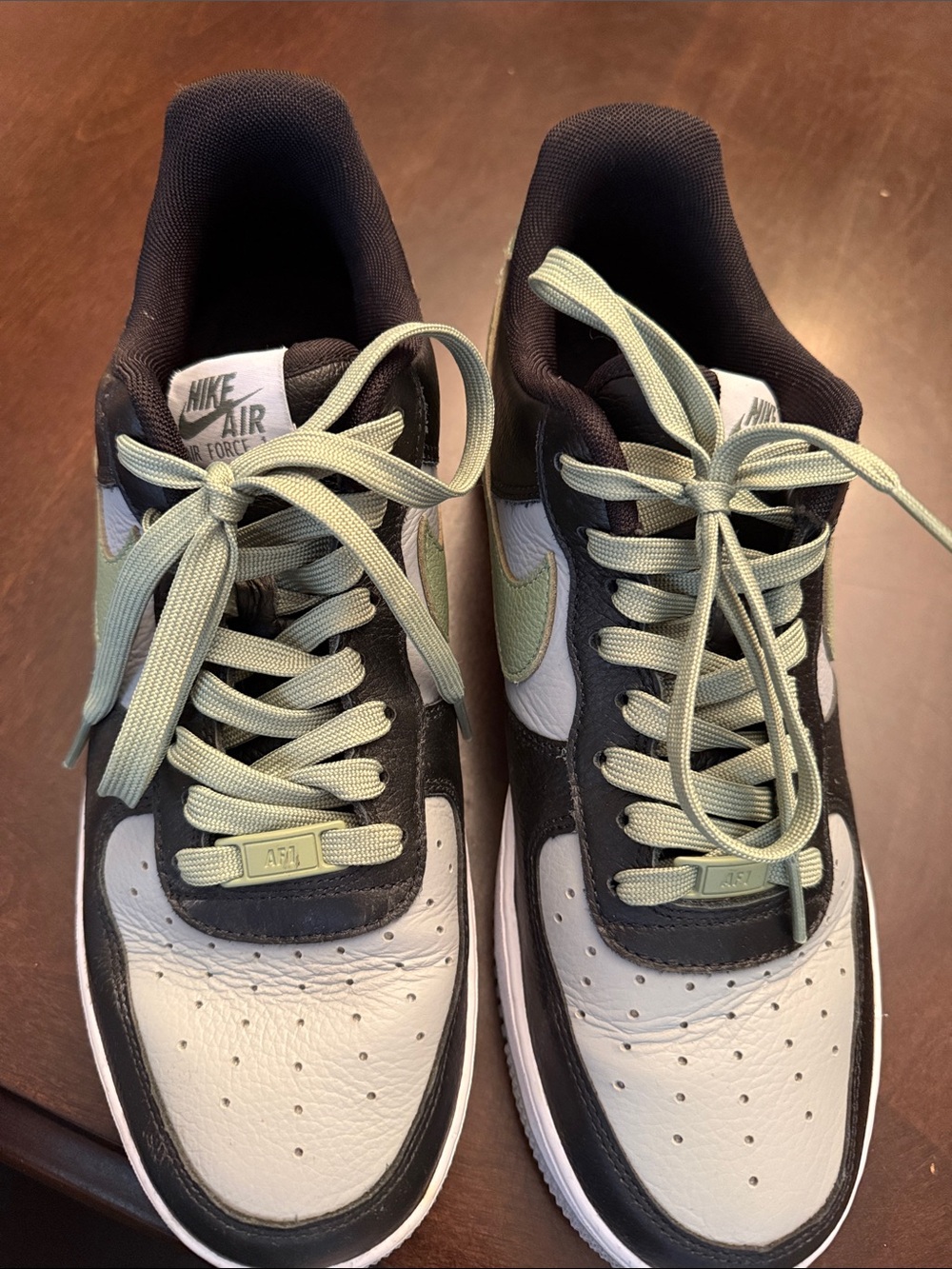 Nike Low Top Sneakers in White, Black & Olive
